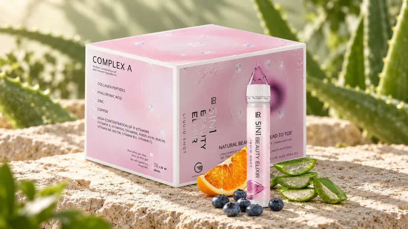 Růžové balení LR LIFETAKT 5in1 Beauty Elixir s ampulí