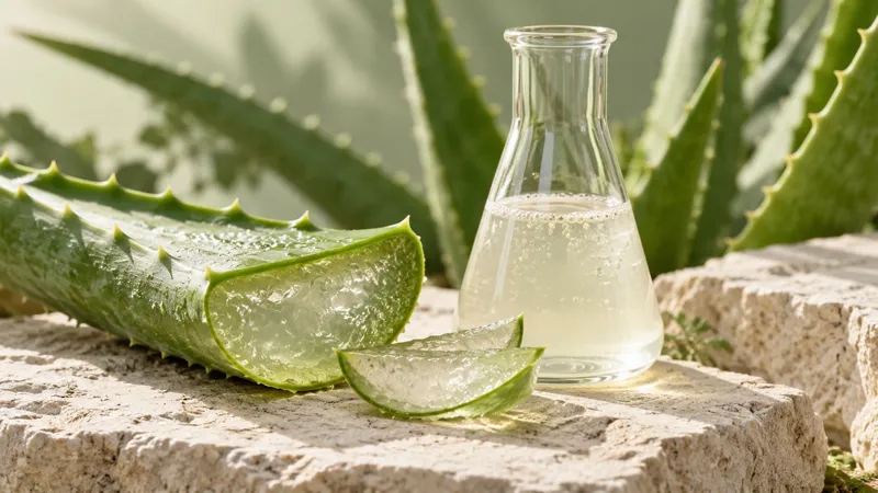 Ilustrační detail aloe gelu a fermentace